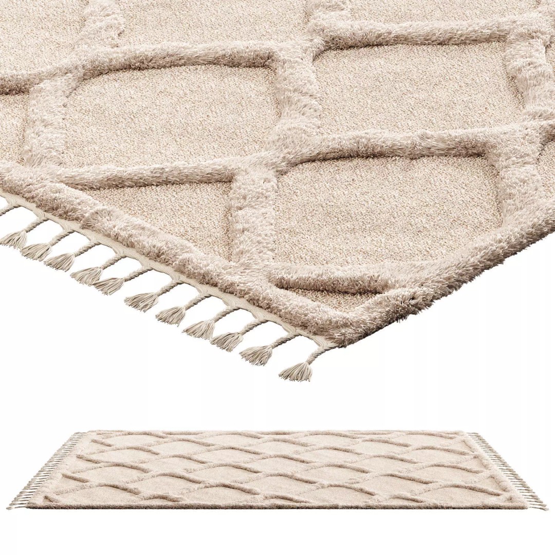 Raised Ogee Trellis Nursery Area Rug 3D Model – Realistic Textile, FBX, OBJ - View 2