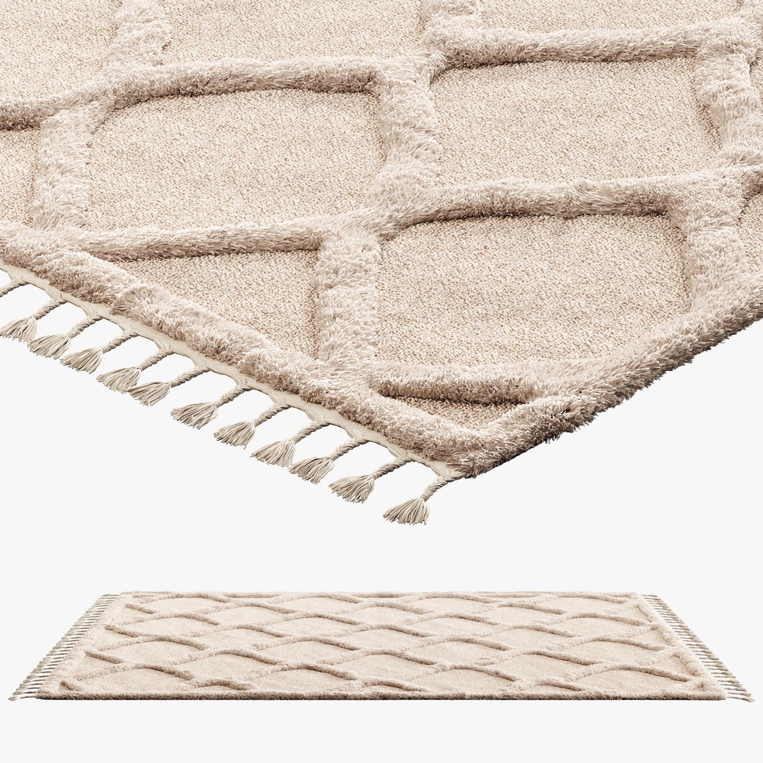 Raised Ogee Trellis Nursery Area Rug 3D Model – Realistic Textile, FBX, OBJ - View 3