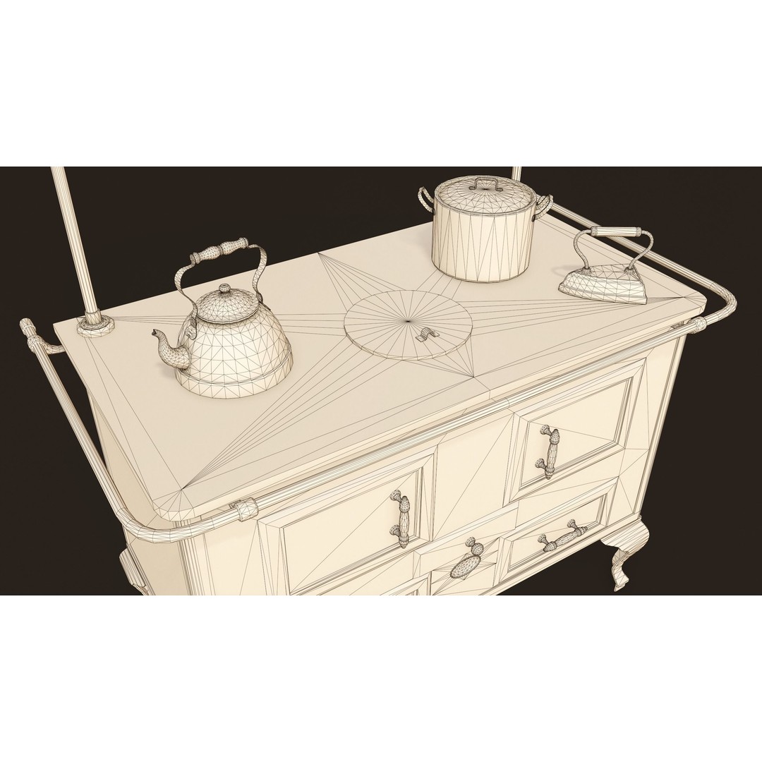 Antique Stove 3D Model – Low Poly Game Ready Asset, FBX, OBJ