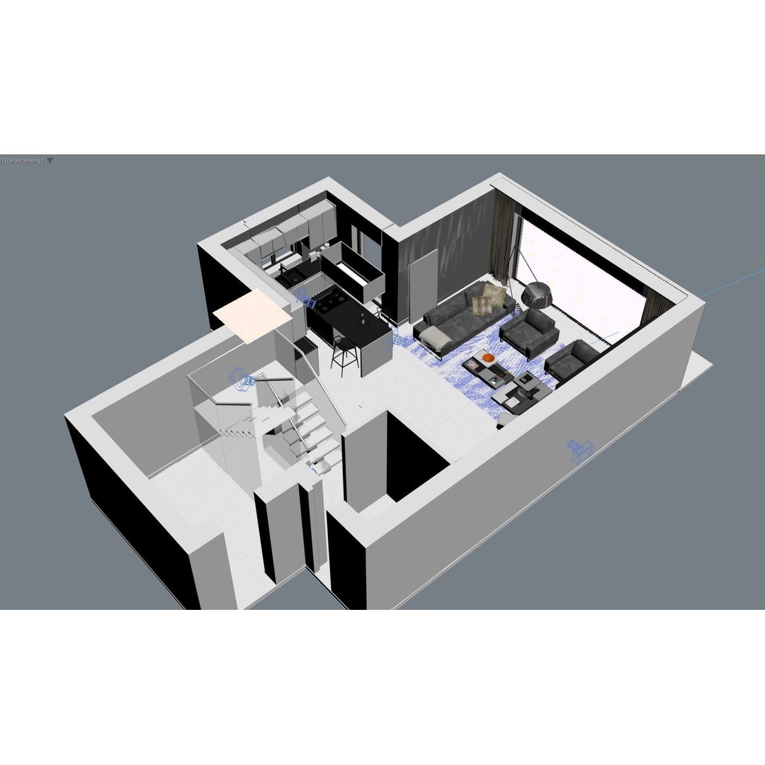 Modern Interior Apartment 3D Model – Realistic Living Room Scene, FBX, OBJ