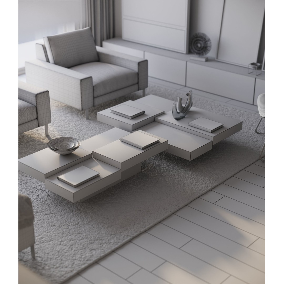 Modern Interior Apartment 3D Model – Realistic Living Room Scene, FBX, OBJ - View 10