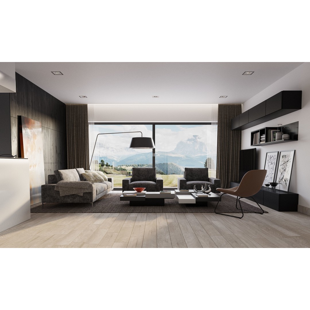 Modern Interior Apartment 3D Model – Realistic Living Room Scene, FBX, OBJ - View 3
