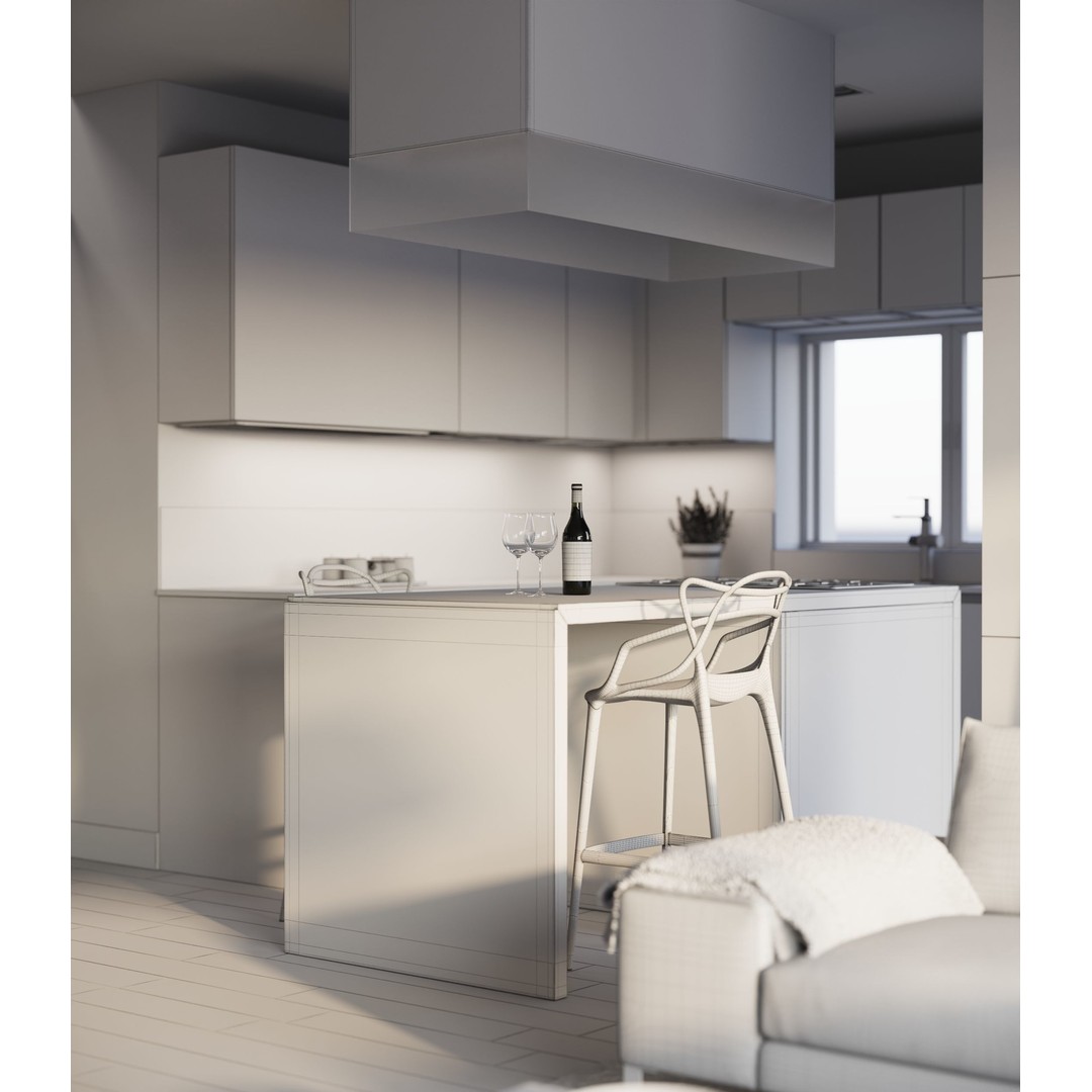 Modern Interior Apartment 3D Model – Realistic Living Room Scene, FBX, OBJ - View 8