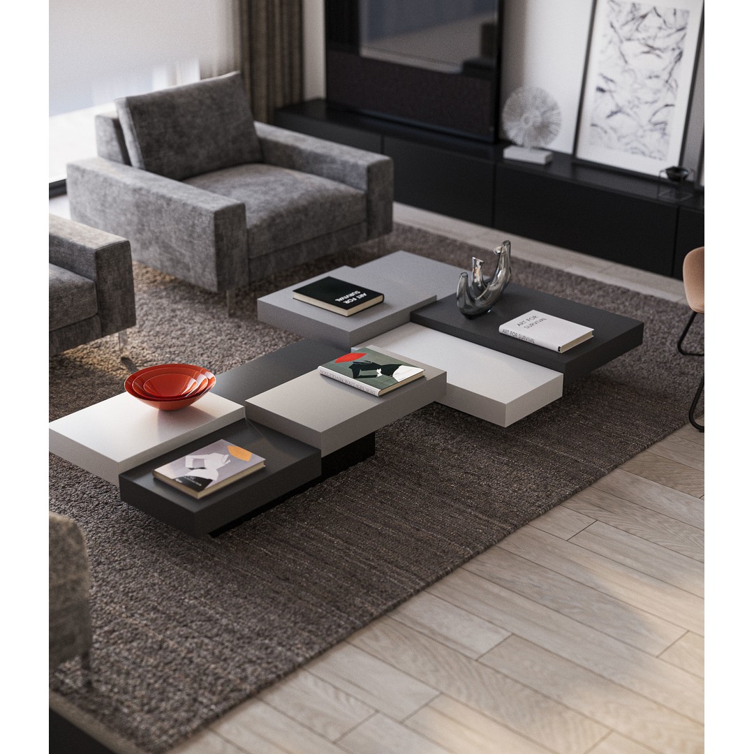 Modern Interior Apartment 3D Model – Realistic Living Room Scene, FBX, OBJ - View 9