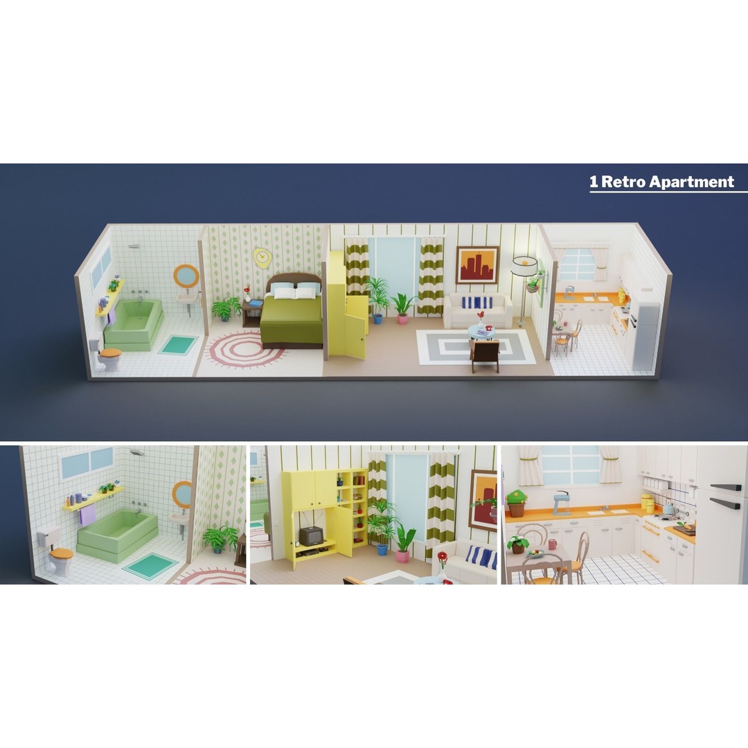 Apartment Interiors 3D Model – Low Poly Collection with 2227 Assets - View 4