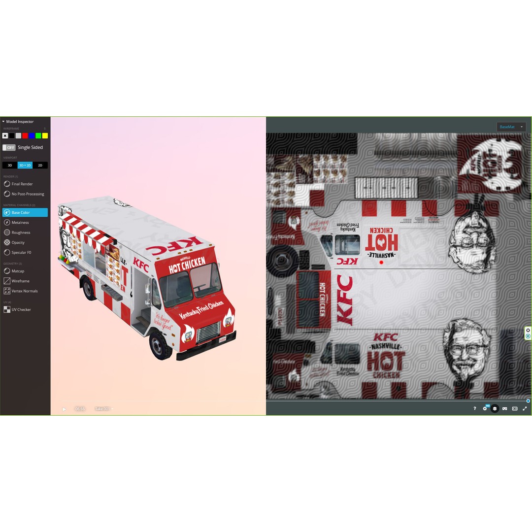 Morgan Olson KFC Nashville Food Truck 3D Model – Low Poly Game Asset, FBX - View 12