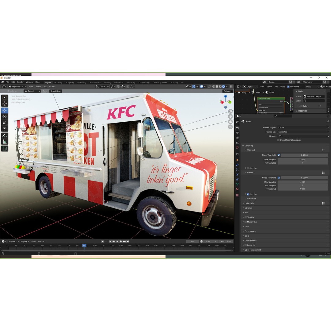 Morgan Olson KFC Nashville Food Truck 3D Model – Low Poly Game Asset, FBX - View 13