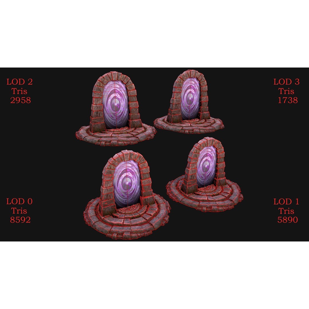 Medieval Portal Teleport 3D Model – Low Poly Game Asset, PBR, FBX - View 3