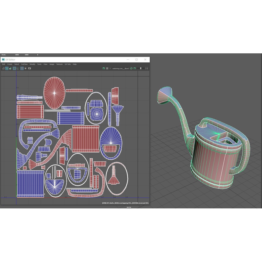 Watering Can 3D Model – Low Poly PBR Game Asset, FBX, OBJ, Blender - View 11