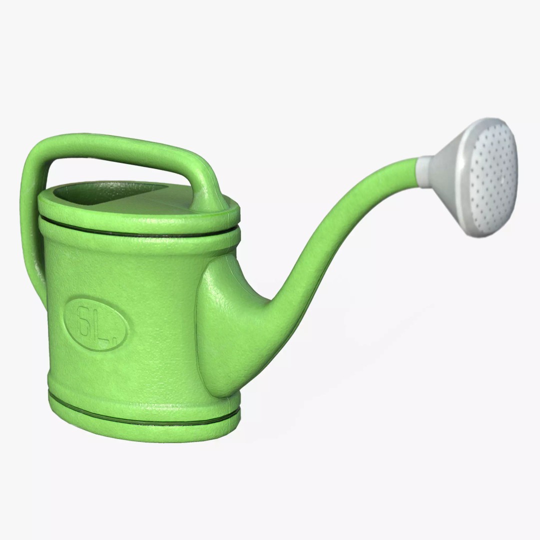 Watering Can 3D Model – Low Poly PBR Game Asset, FBX, OBJ, Blender - View 2