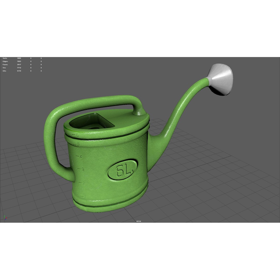 Watering Can 3D Model – Low Poly PBR Game Asset, FBX, OBJ, Blender - View 5