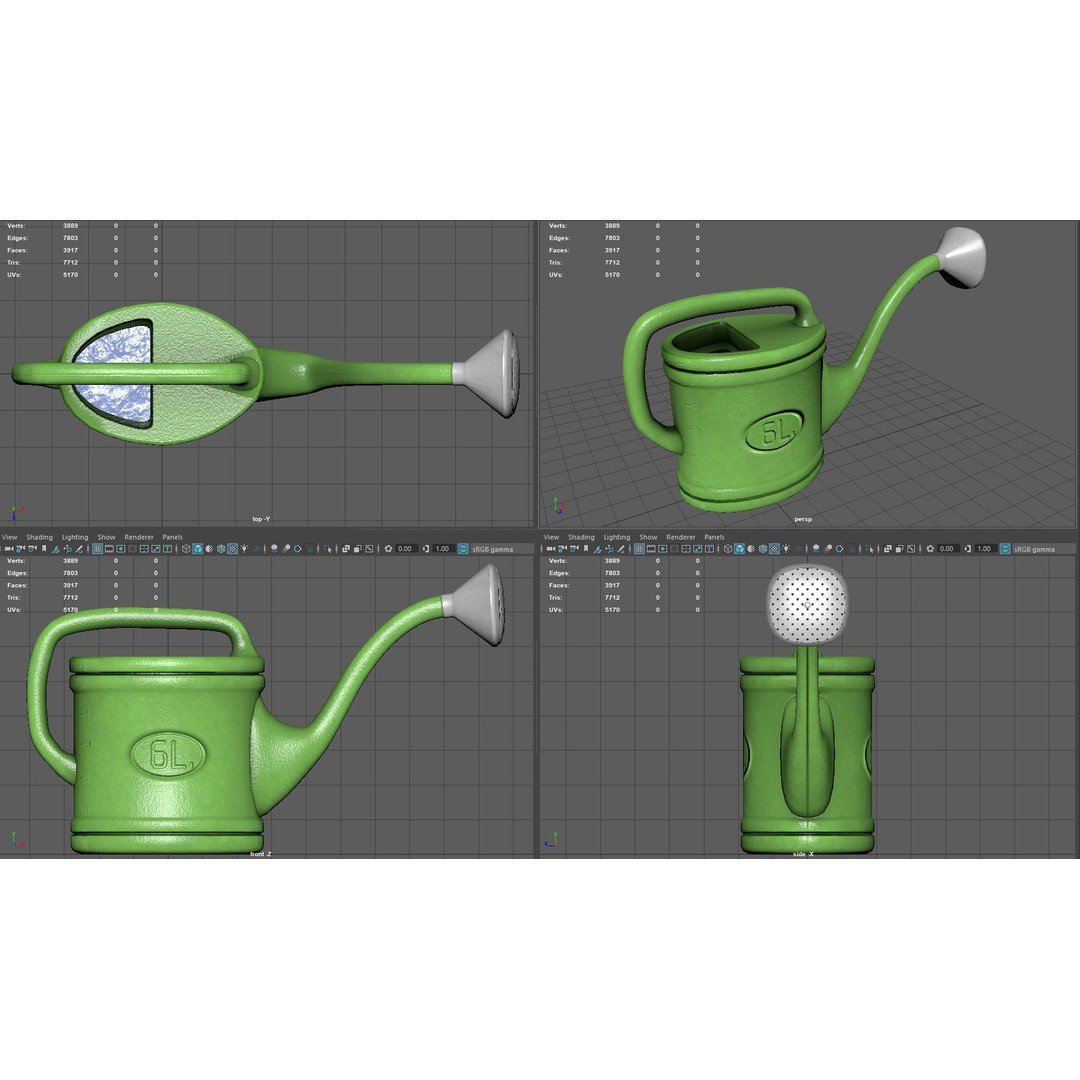 Watering Can 3D Model – Low Poly PBR Game Asset, FBX, OBJ, Blender - View 8