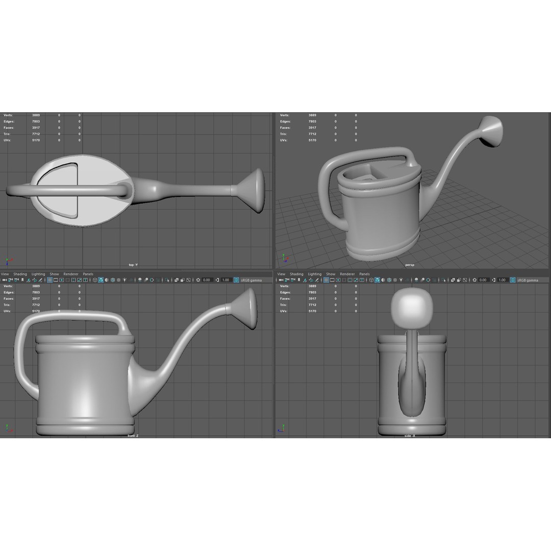 Watering Can 3D Model – Low Poly PBR Game Asset, FBX, OBJ, Blender - View 9