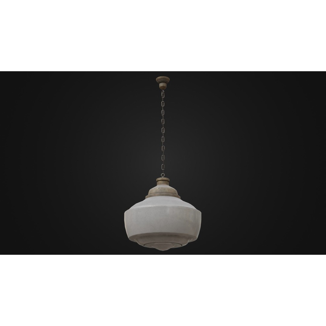 Old Dirty Ceiling Light 3D Model – Low Poly PBR Asset for Unreal Engine - View 12