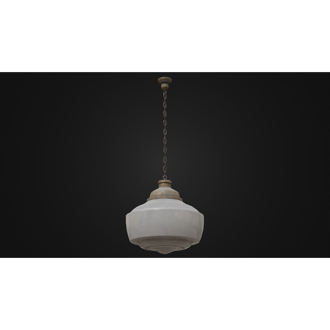 Old Dirty Ceiling Light 3D Model – Low Poly PBR Asset for Unreal Engine - View 14