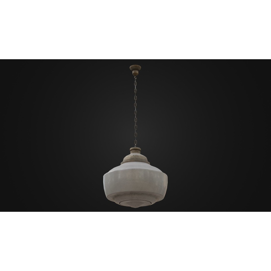 Old Dirty Ceiling Light 3D Model – Low Poly PBR Asset for Unreal Engine - View 3
