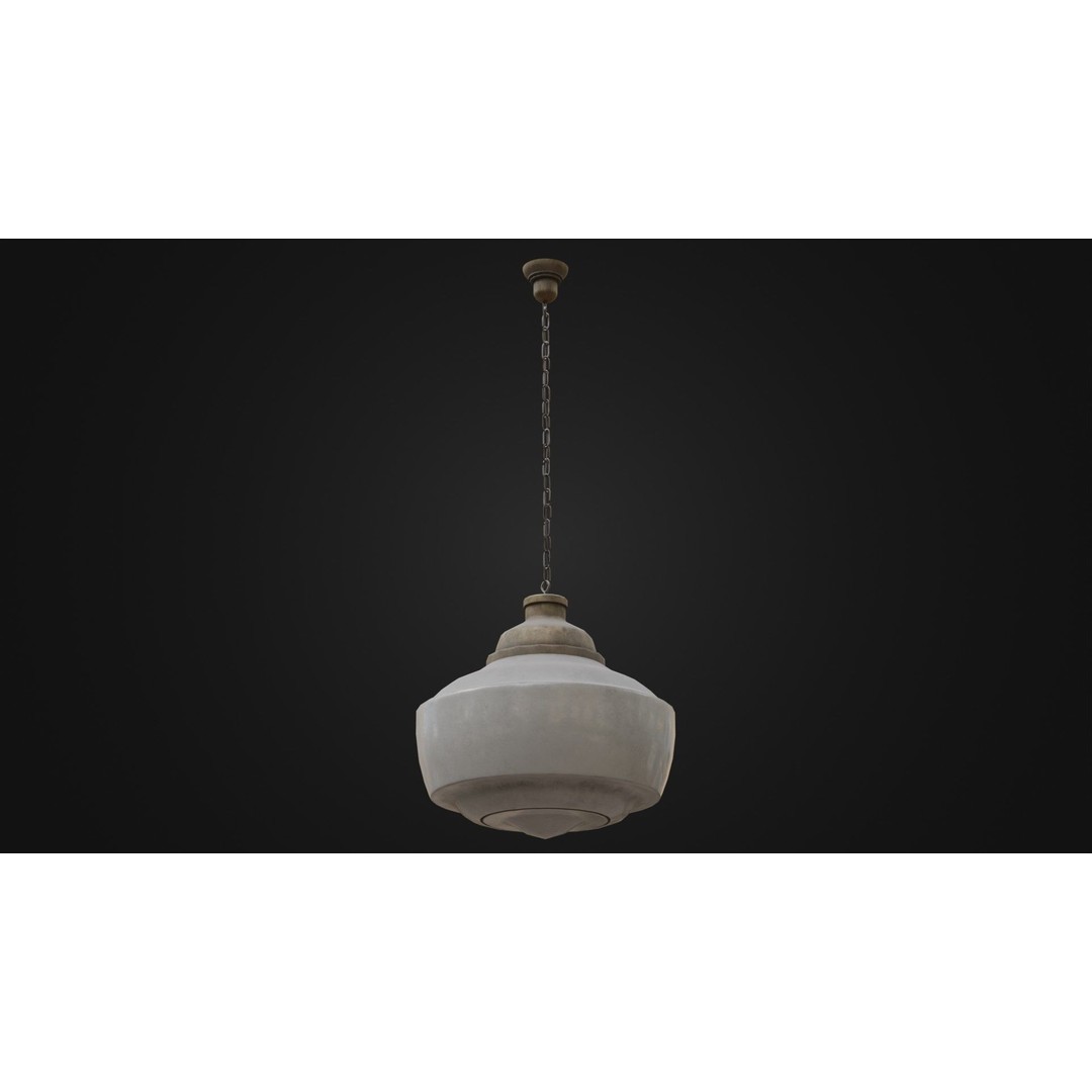 Old Dirty Ceiling Light 3D Model – Low Poly PBR Asset for Unreal Engine - View 7