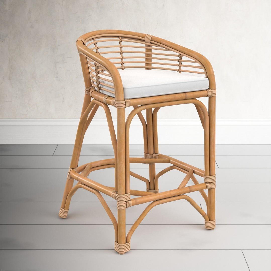 Maverick Bohemian Bamboo Bar Stool 3D Model – PBR Interior Asset, FBX, OBJ - View 11