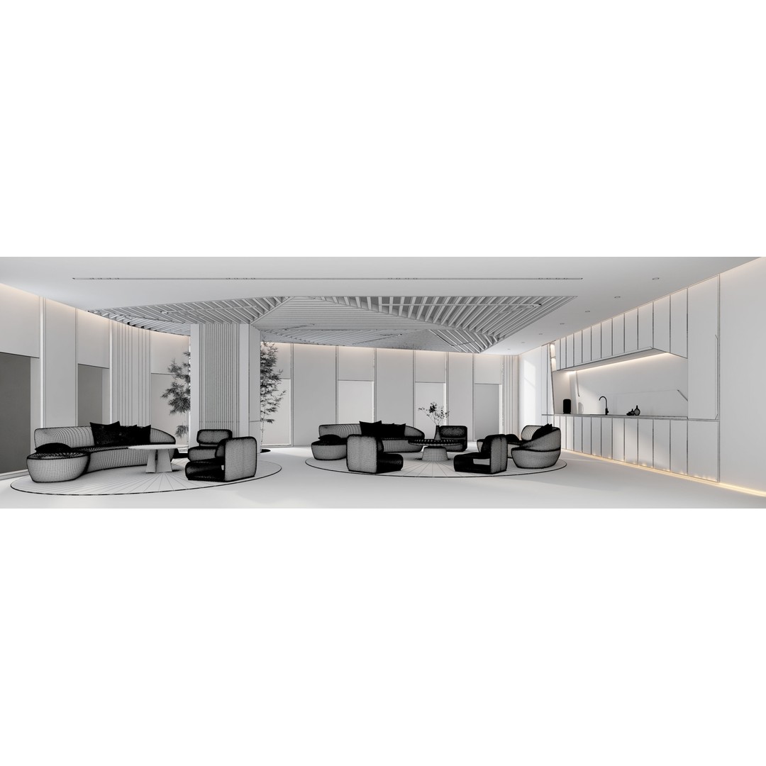 Office Interior 3D Model – Realistic Workspace, FBX, OBJ Formats - View 7
