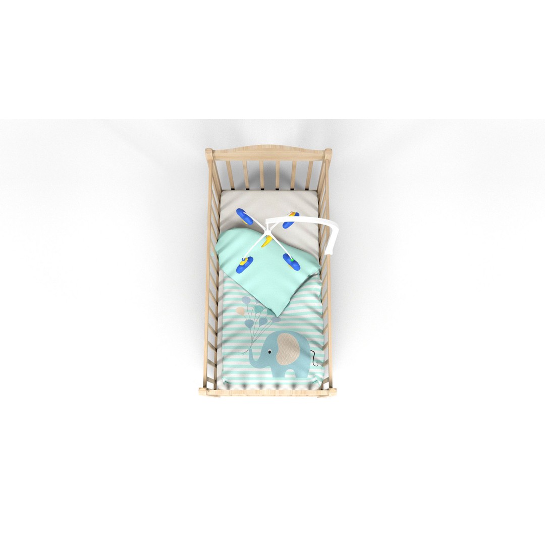 Baby Crib 3D Model – Low Poly Game Asset with PBR Textures, FBX, OBJ - View 5