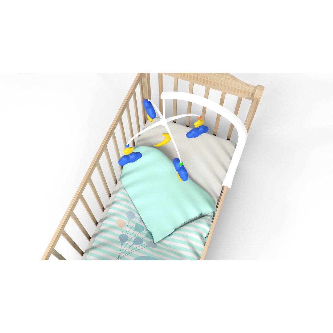 Baby Crib 3D Model – Low Poly Game Asset with PBR Textures, FBX, OBJ - View 6