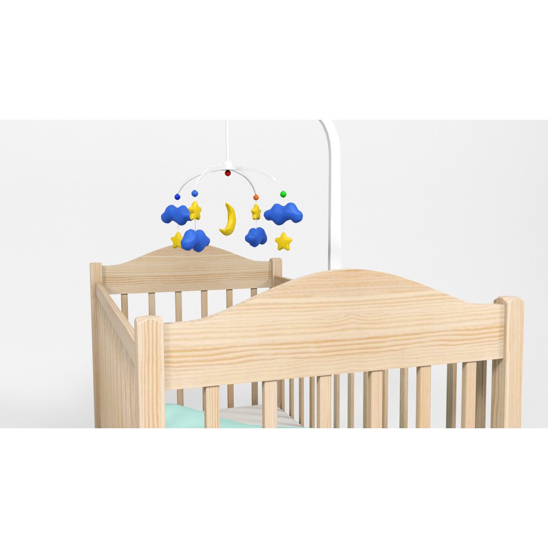Baby Crib 3D Model – Low Poly Game Asset with PBR Textures, FBX, OBJ - View 7