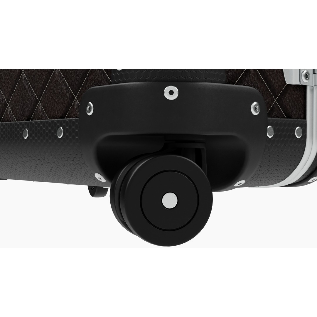 Luxury Travel Trolley 3D Model – Quilted Black Leather, PBR Textures - View 7