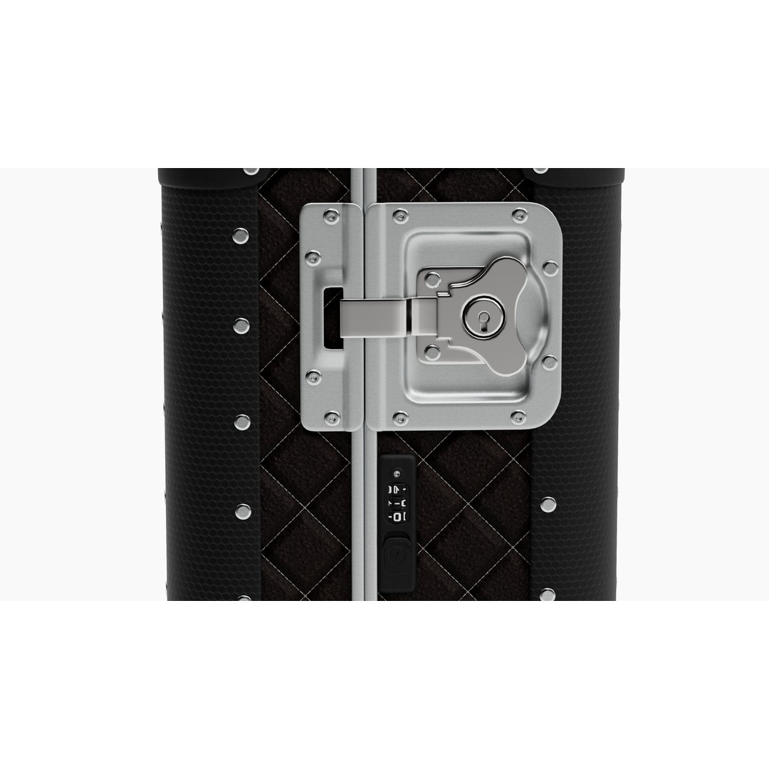 Luxury Travel Trolley 3D Model – Quilted Black Leather, PBR Textures - View 9