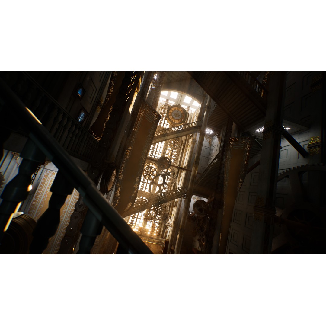 Steampunk Clocktower 3D Model – Low Poly Game Asset, PBR Textures - View 3