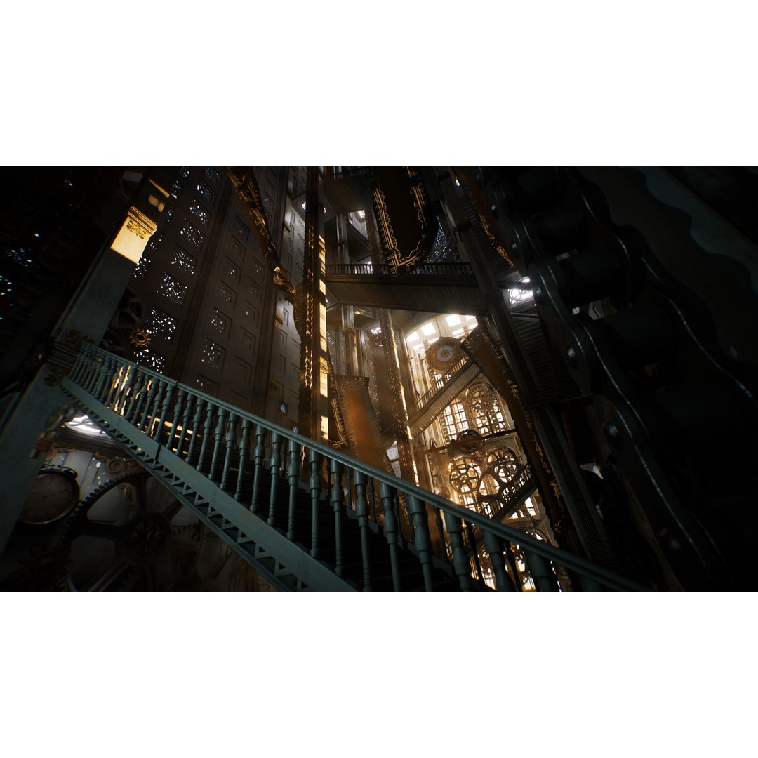 Steampunk Clocktower 3D Model – Low Poly Game Asset, PBR Textures - View 8