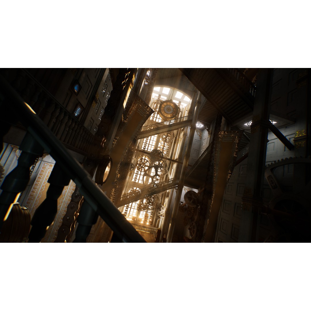Steampunk Clocktower 3D Model – Low Poly Game Asset, PBR Textures - View 9