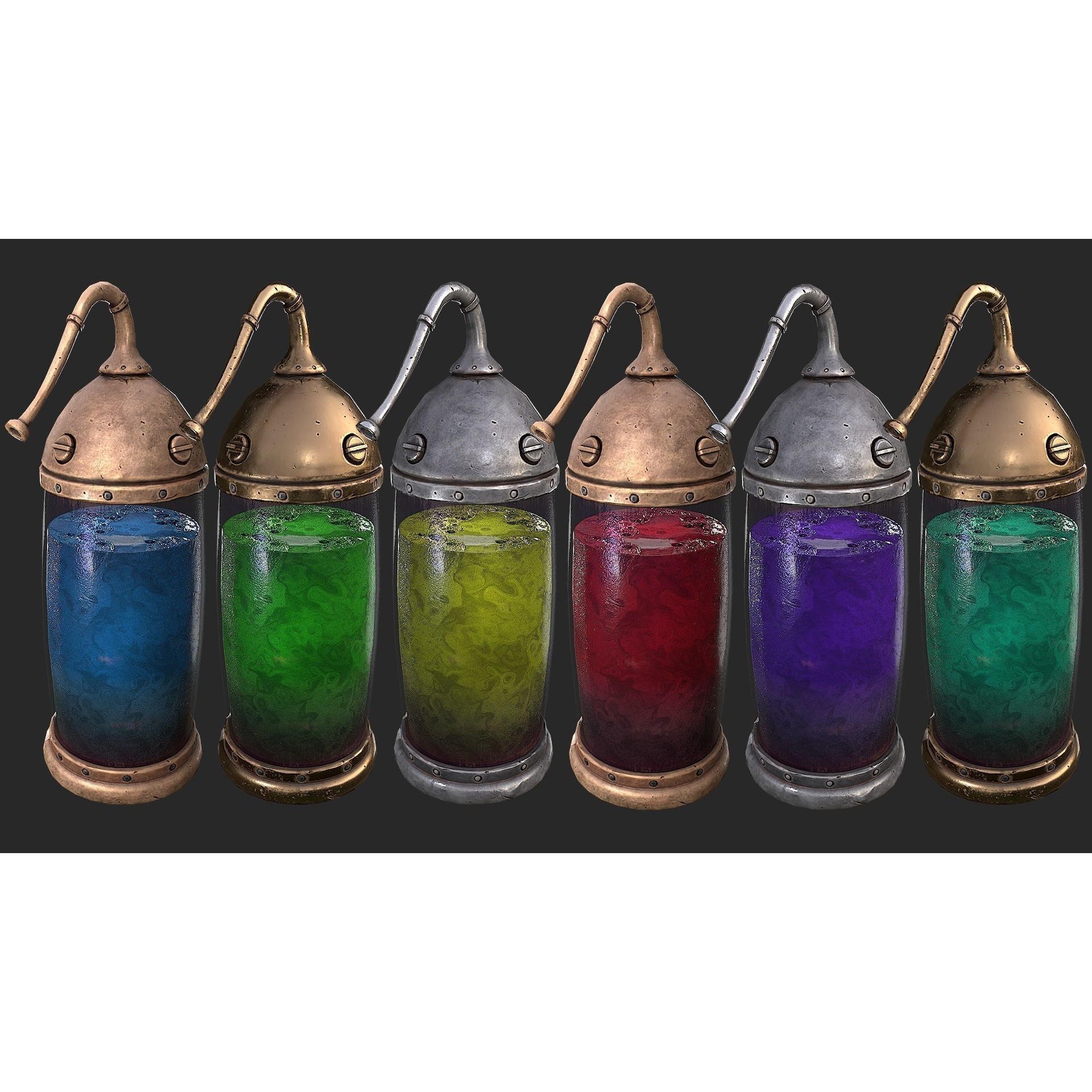 Medieval Laboratory Furniture Set - Low-Poly Game-Ready 3D Model - View 4