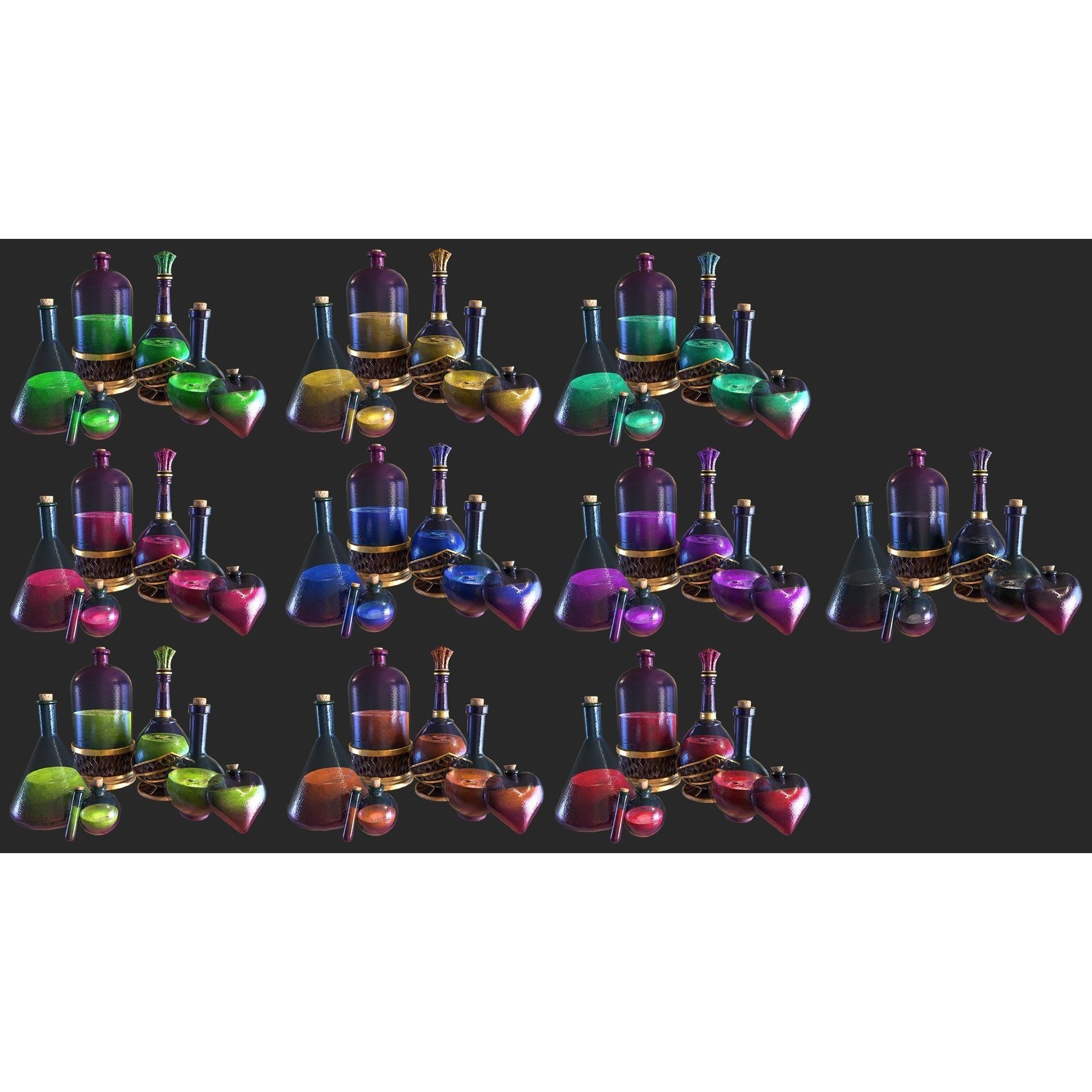 Medieval Laboratory Furniture Set - Low-Poly Game-Ready 3D Model - View 47