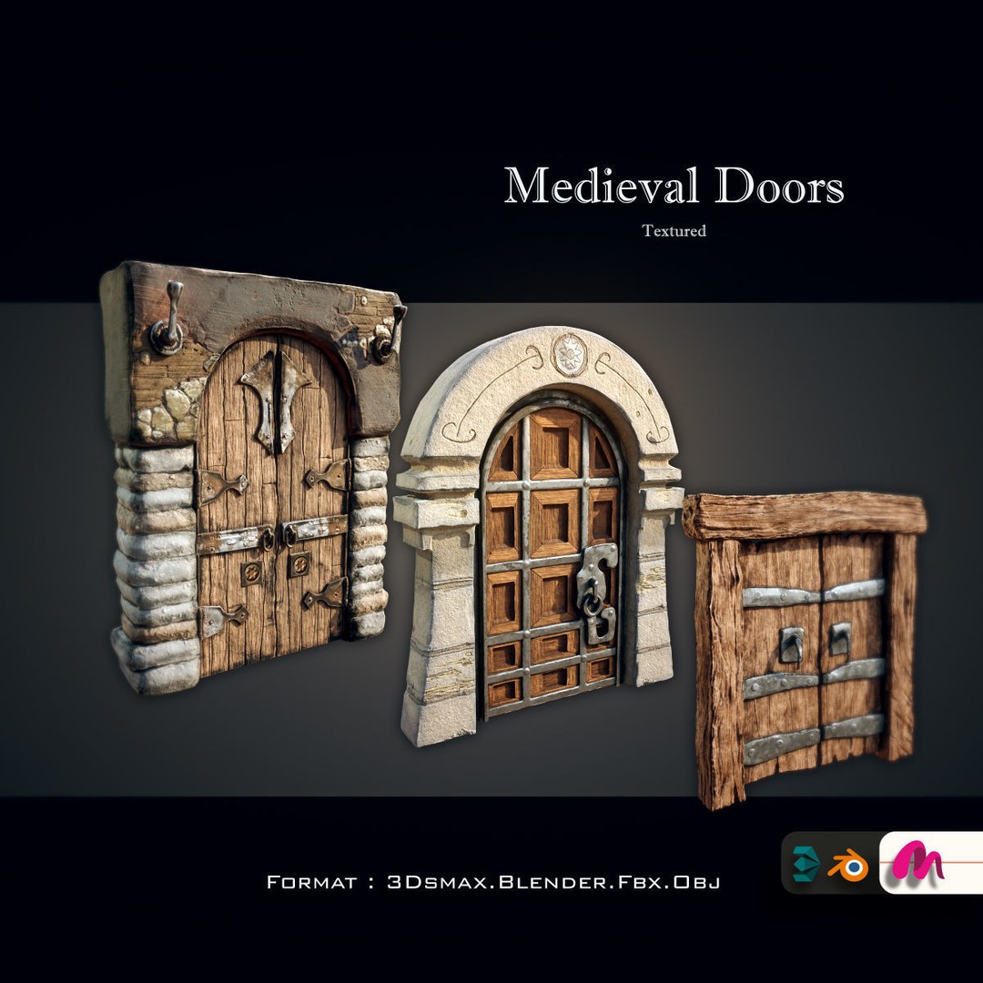 Medieval Gateway 3D Model – Low Poly PBR Asset, FBX & OBJ Formats - View 14