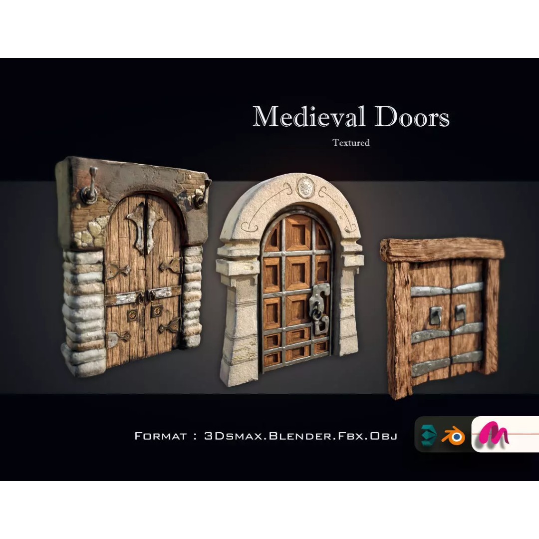 Medieval Gateway 3D Model – Low Poly PBR Asset, FBX & OBJ Formats - View 2