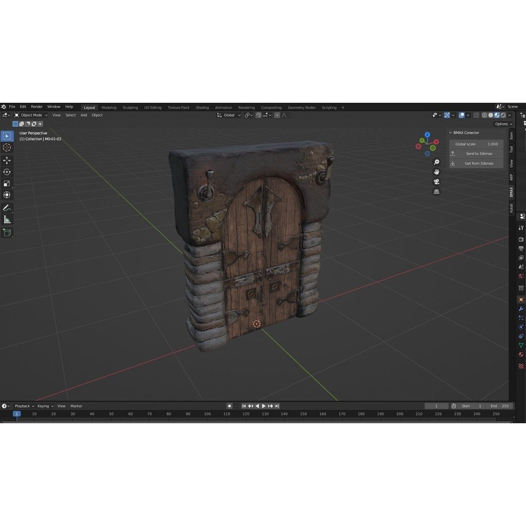 Medieval Gateway 3D Model – Low Poly PBR Asset, FBX & OBJ Formats - View 3
