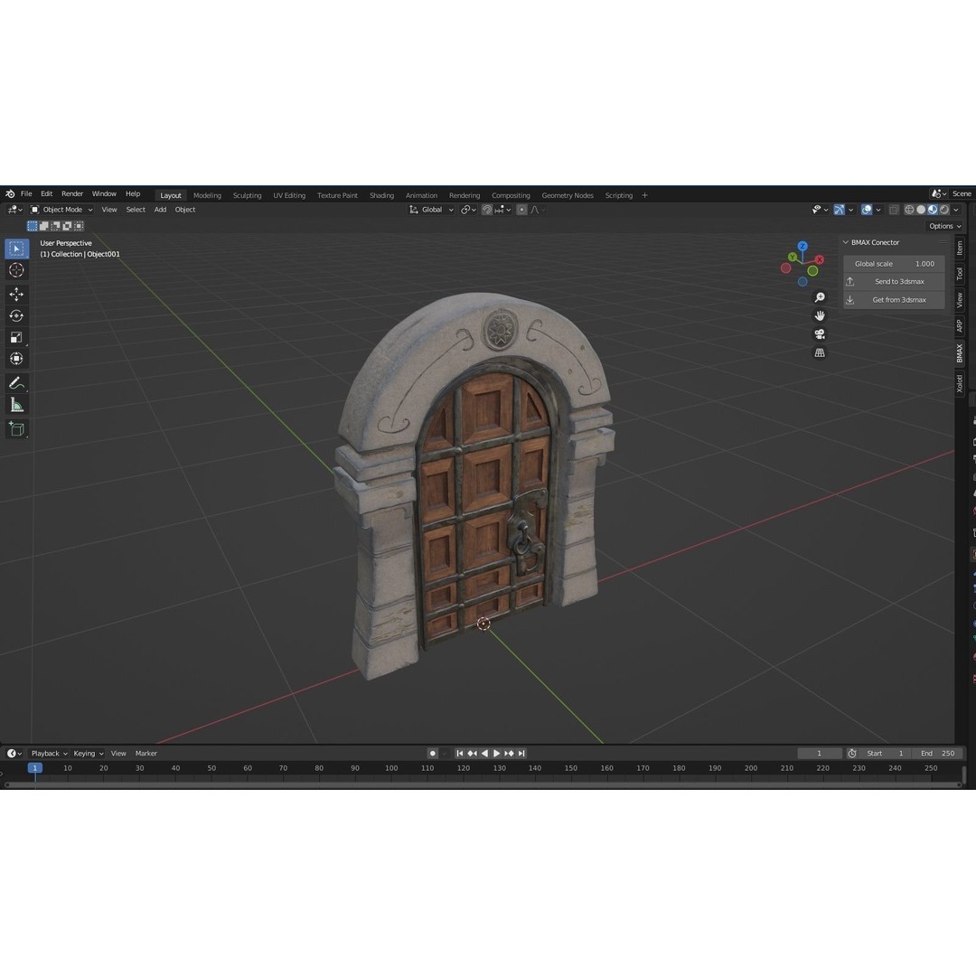Medieval Gateway 3D Model – Low Poly PBR Asset, FBX & OBJ Formats - View 5