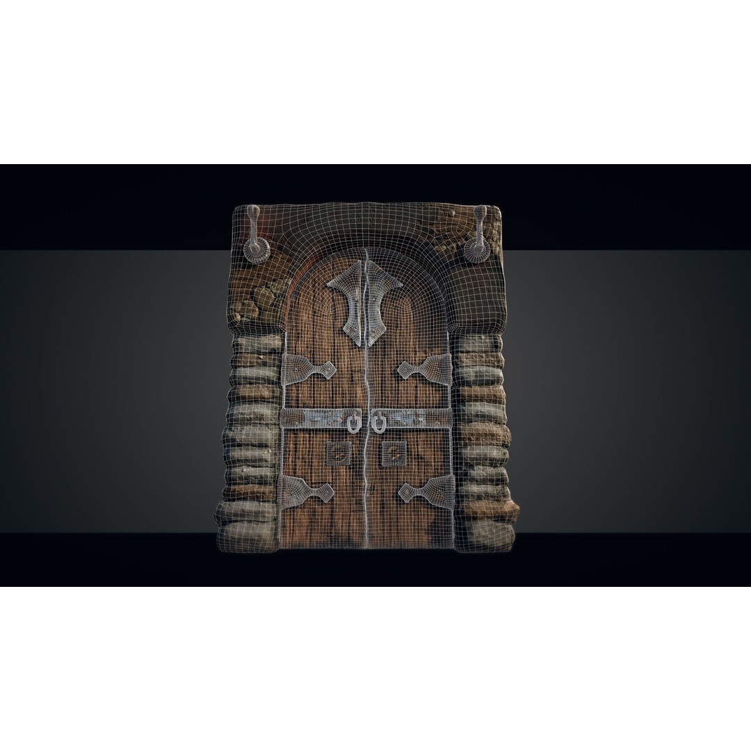 Medieval Gateway 3D Model – Low Poly PBR Asset, FBX & OBJ Formats - View 8