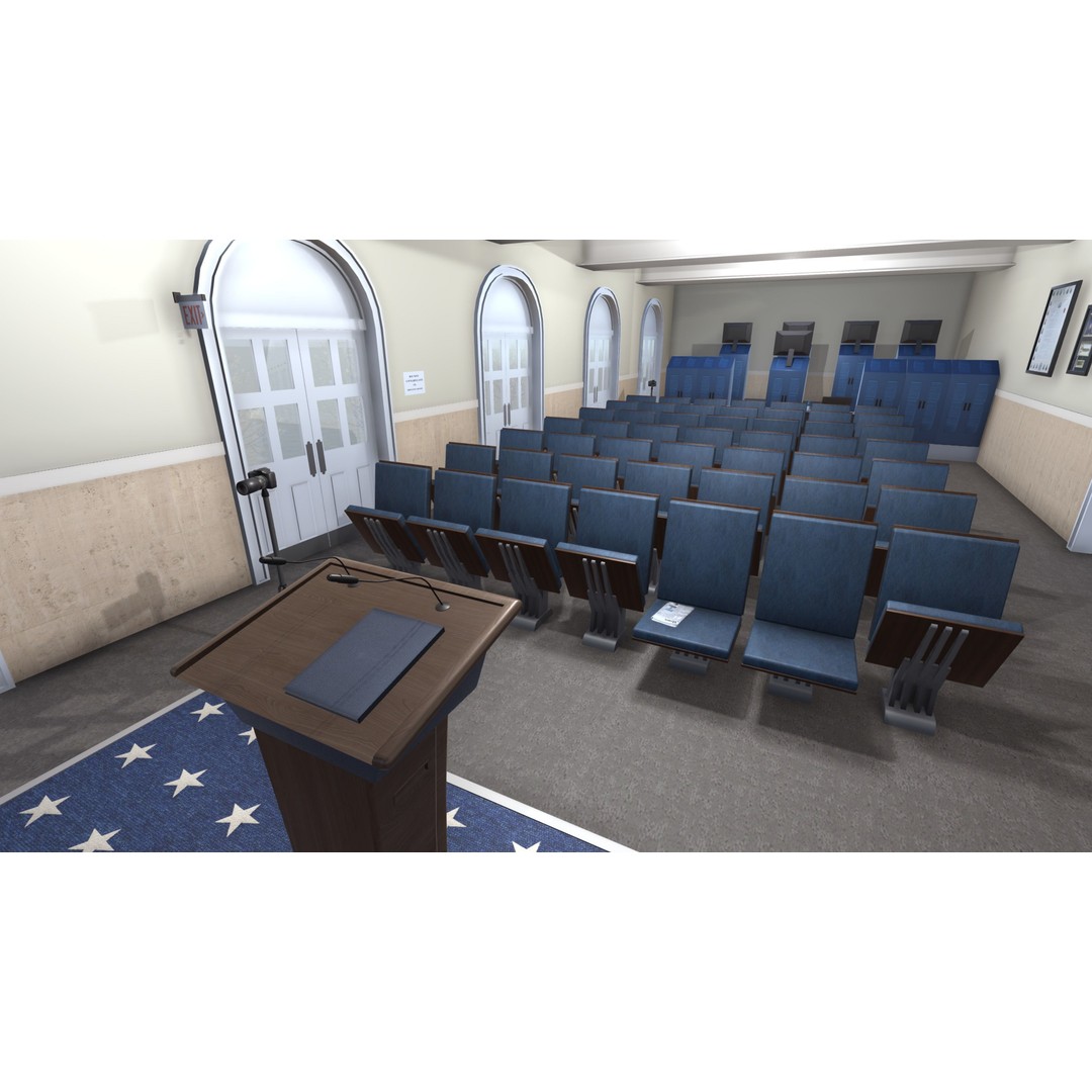 White House Briefing Room 3D Model – Low Poly Interior Asset, FBX - View 10