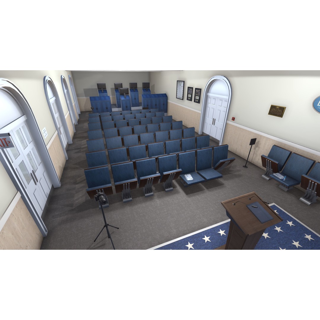 White House Briefing Room 3D Model – Low Poly Interior Asset, FBX - View 8