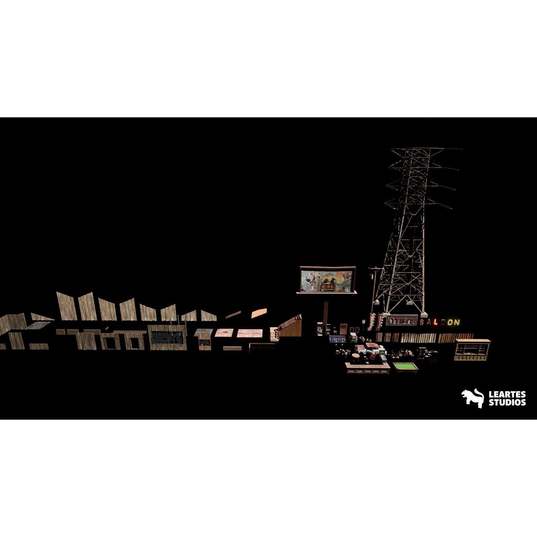 Retropunk Saloon Environment 3D Model – Low Poly Game Ready Asset, FBX - View 14