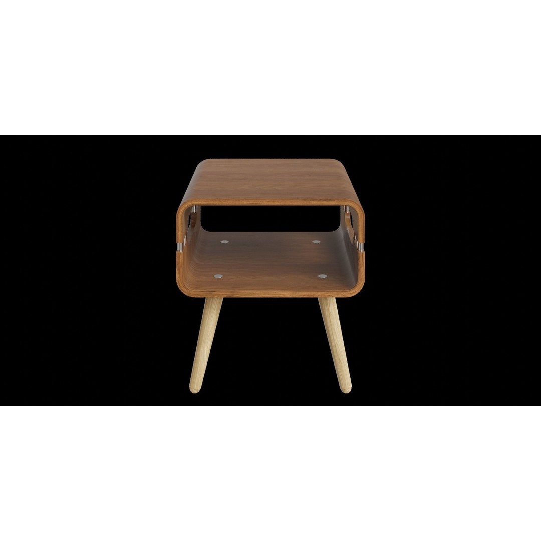 Curved Walnut Edge Side Table 3D Model – Low Poly PBR Furniture, Blender - View 10