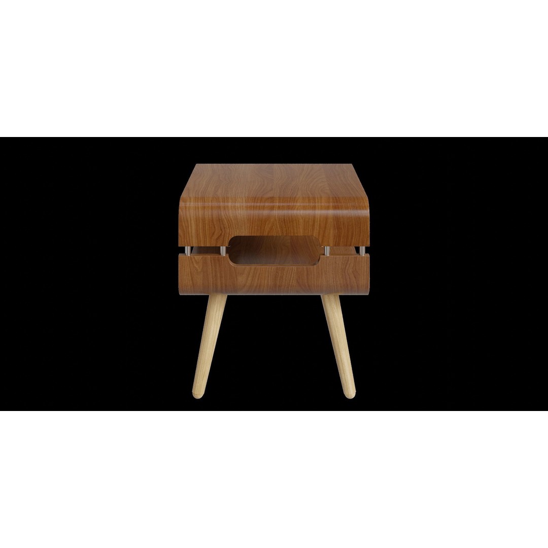 Curved Walnut Edge Side Table 3D Model – Low Poly PBR Furniture, Blender - View 11