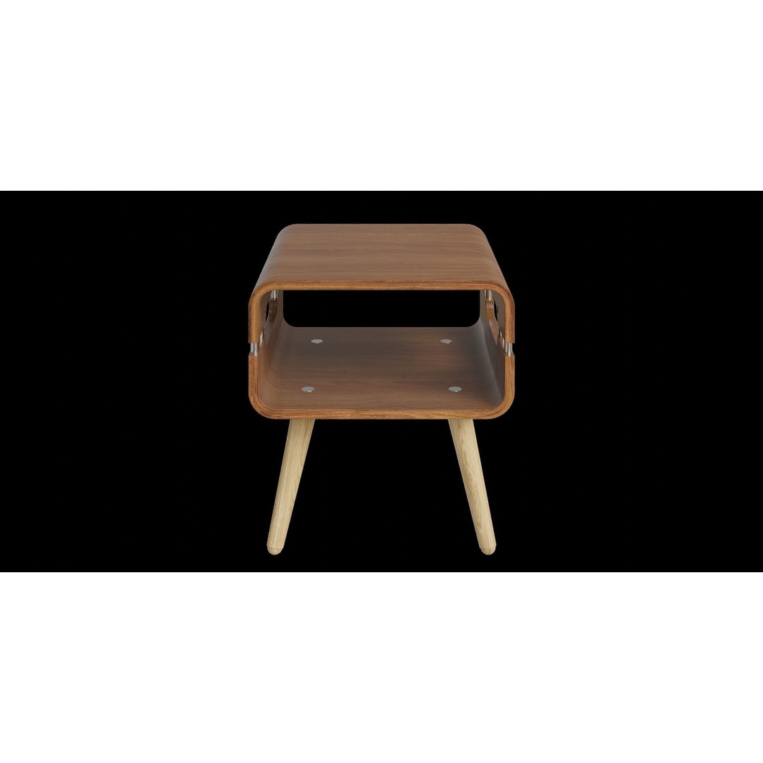 Curved Walnut Edge Side Table 3D Model – Low Poly PBR Furniture, Blender - View 12
