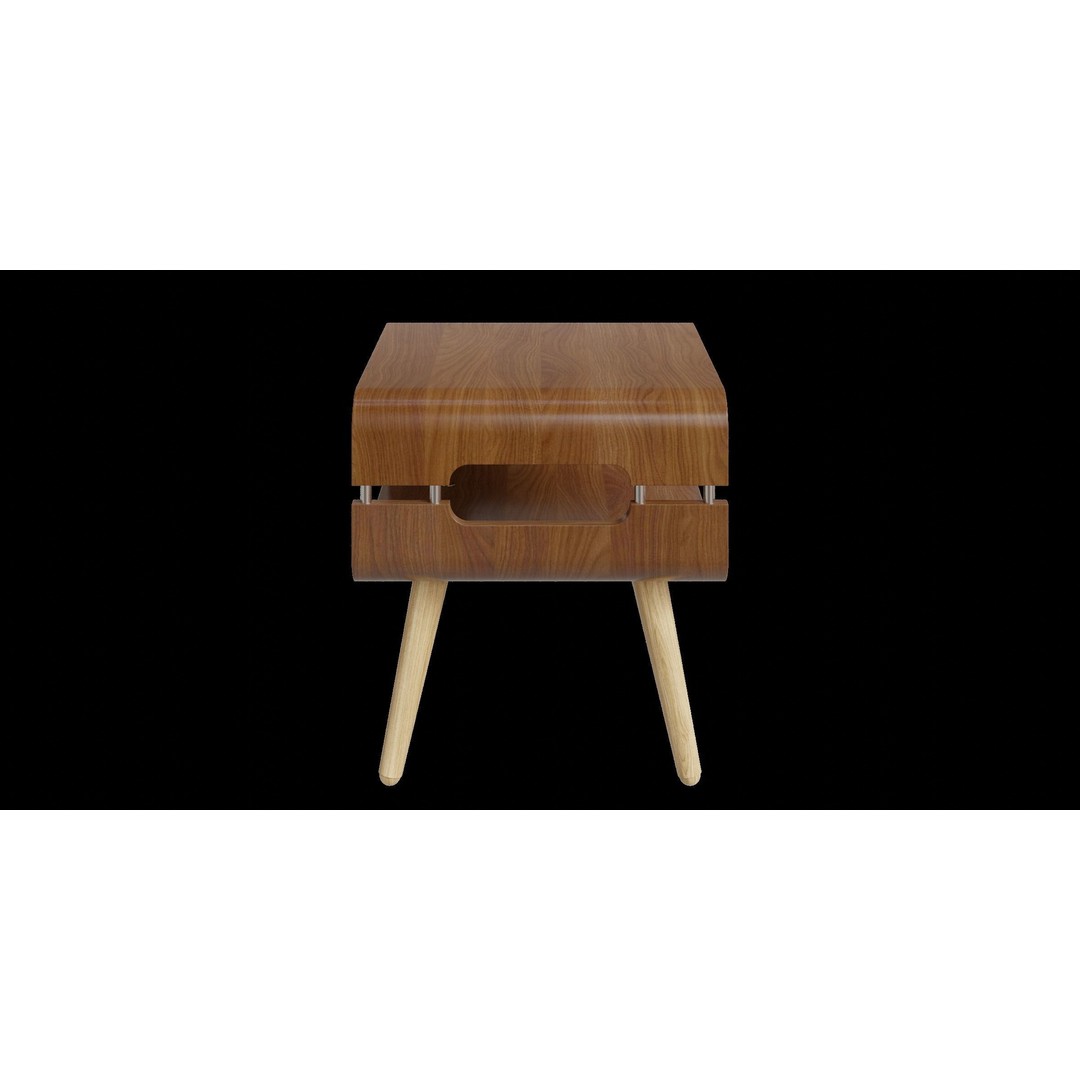 Curved Walnut Edge Side Table 3D Model – Low Poly PBR Furniture, Blender - View 13