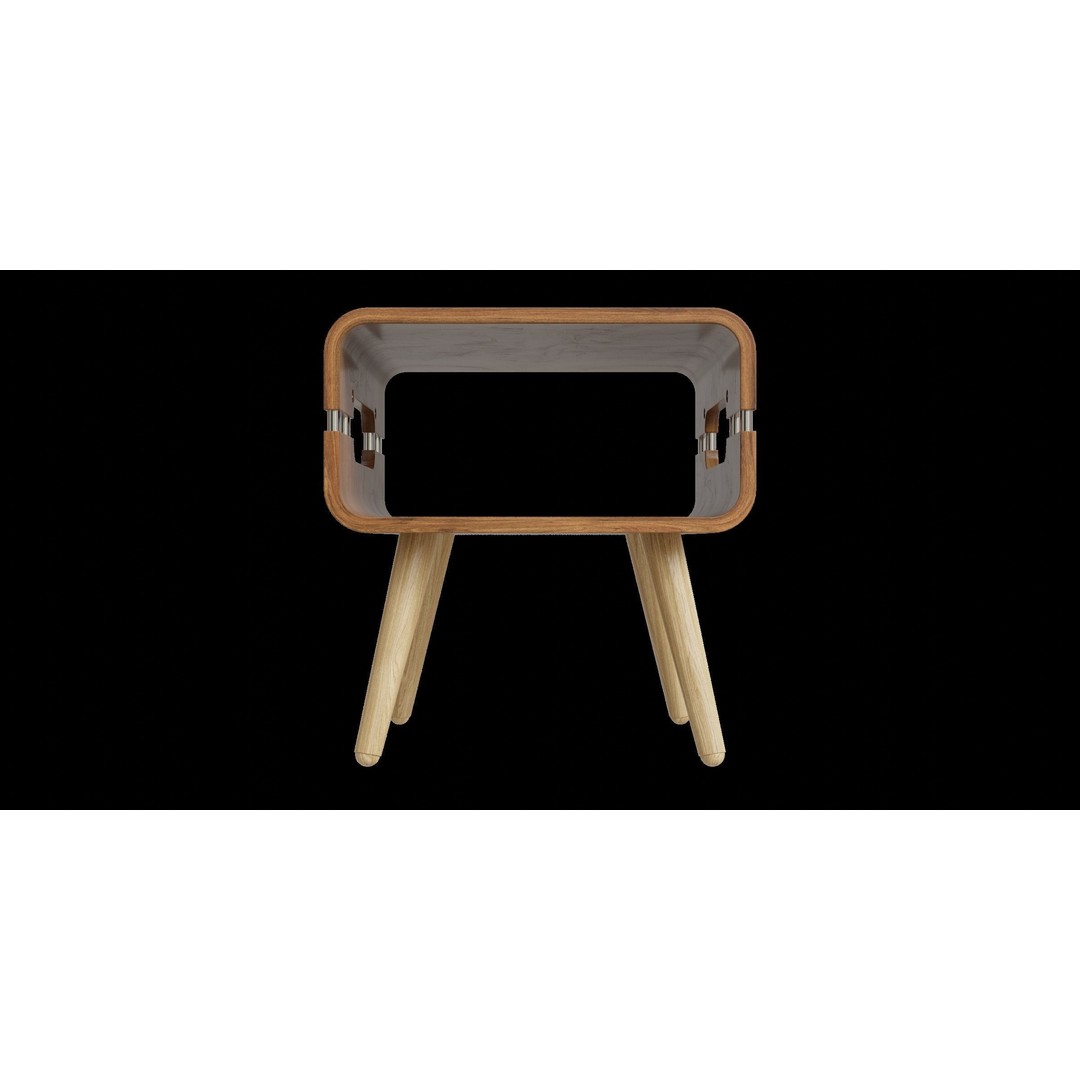 Curved Walnut Edge Side Table 3D Model – Low Poly PBR Furniture, Blender - View 6