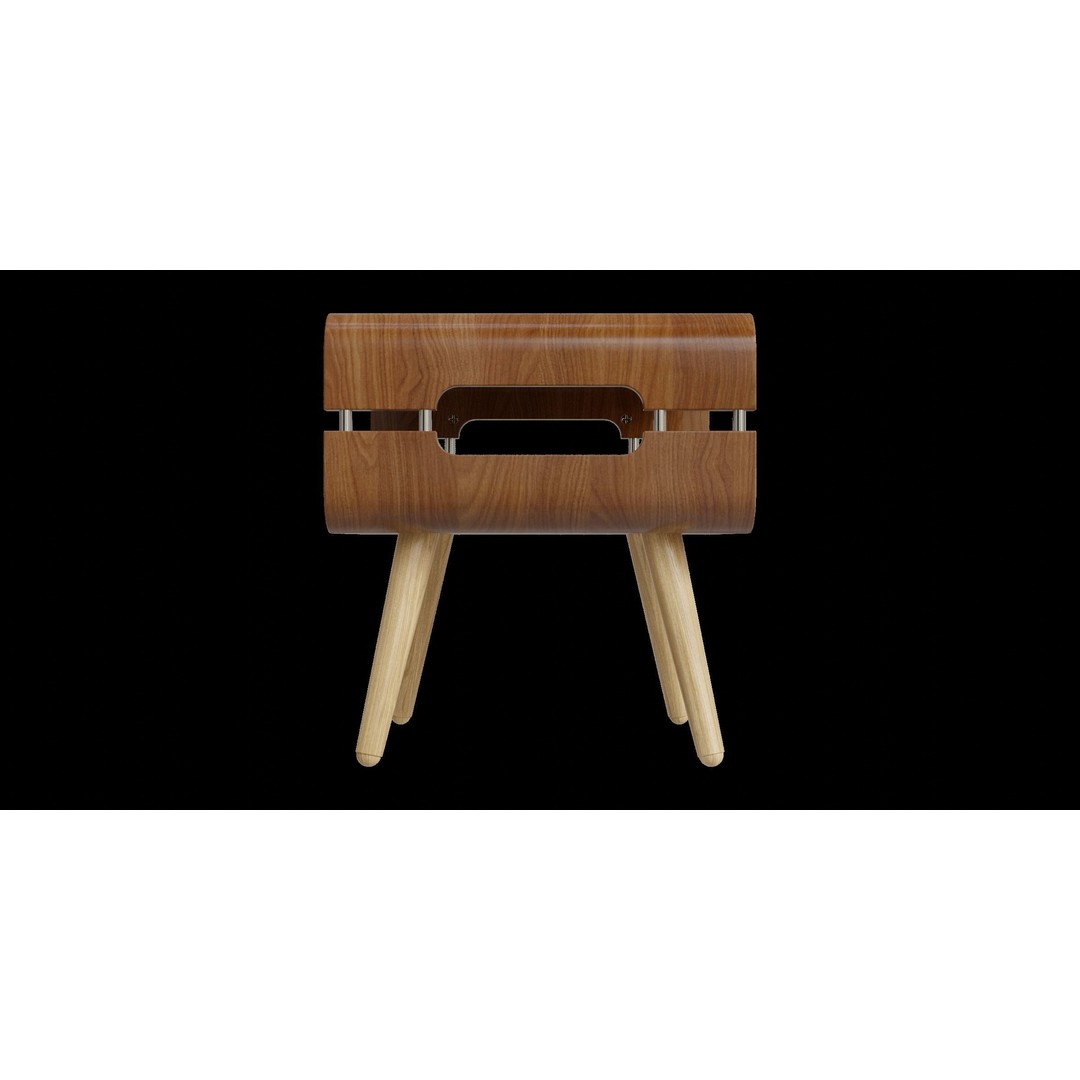 Curved Walnut Edge Side Table 3D Model – Low Poly PBR Furniture, Blender - View 7