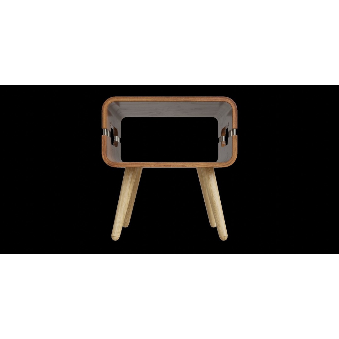 Curved Walnut Edge Side Table 3D Model – Low Poly PBR Furniture, Blender - View 8