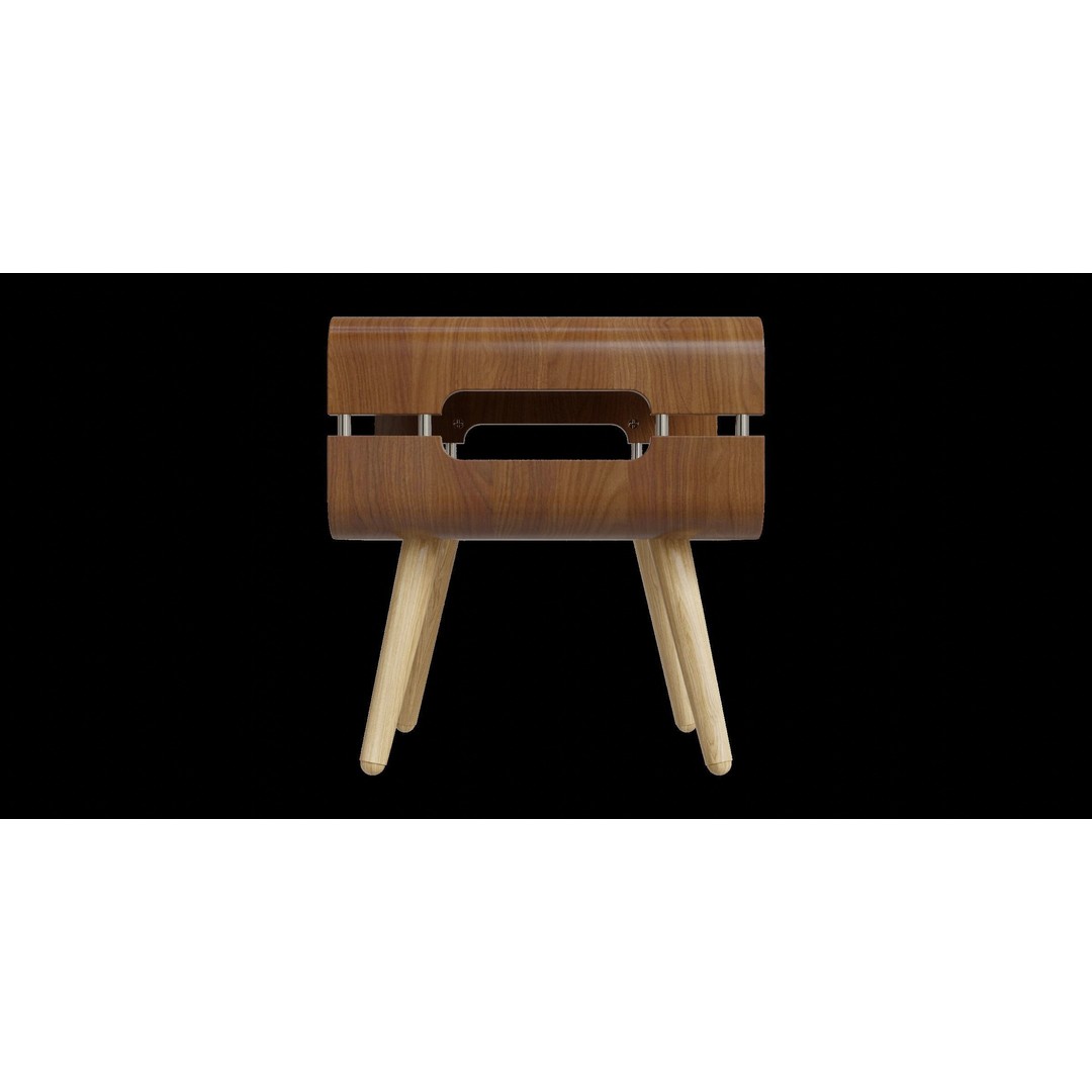 Curved Walnut Edge Side Table 3D Model – Low Poly PBR Furniture, Blender - View 9