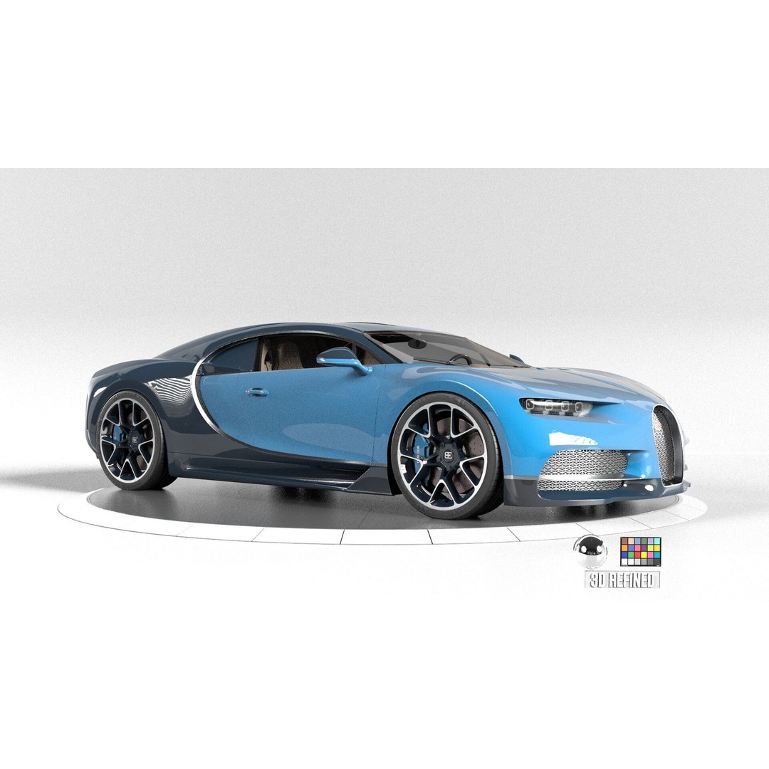 Bugatti Chiron 3D Model – Rigged Game-Ready Asset, FBX, OBJ - View 10